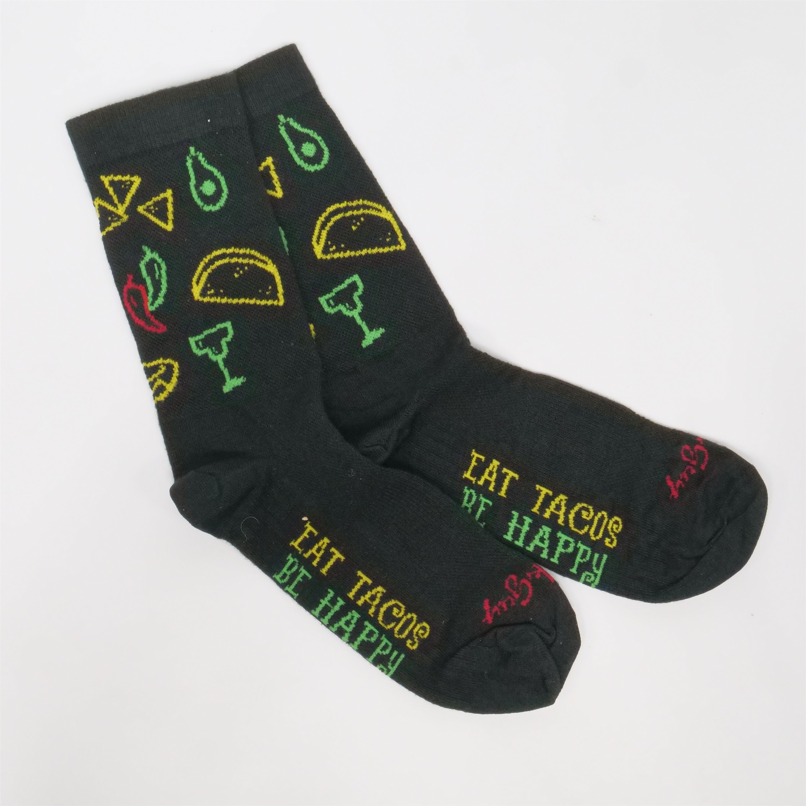 Sock Guy Performance Crew Socks Unisex L/XL 43-48 Black Taco Life