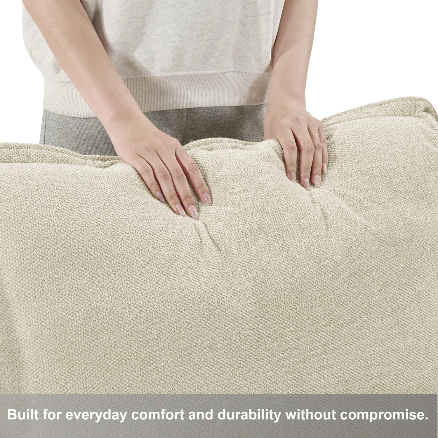 L-Shaped Sofa 4-Seater Modular Couch with Ottoman & Detachable Armrest Cushion