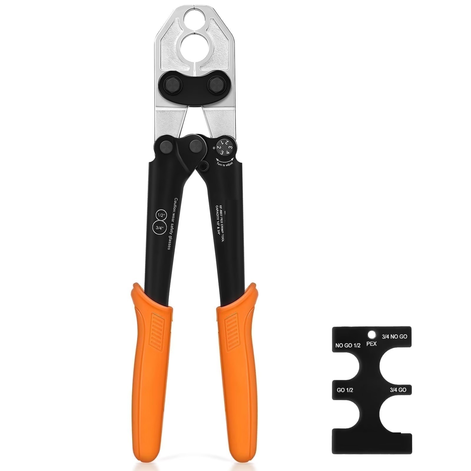 PEX Crimping Tool 1/2" & 3/4" Copper Ring with Go/No-Go Gauge ASTM F1807