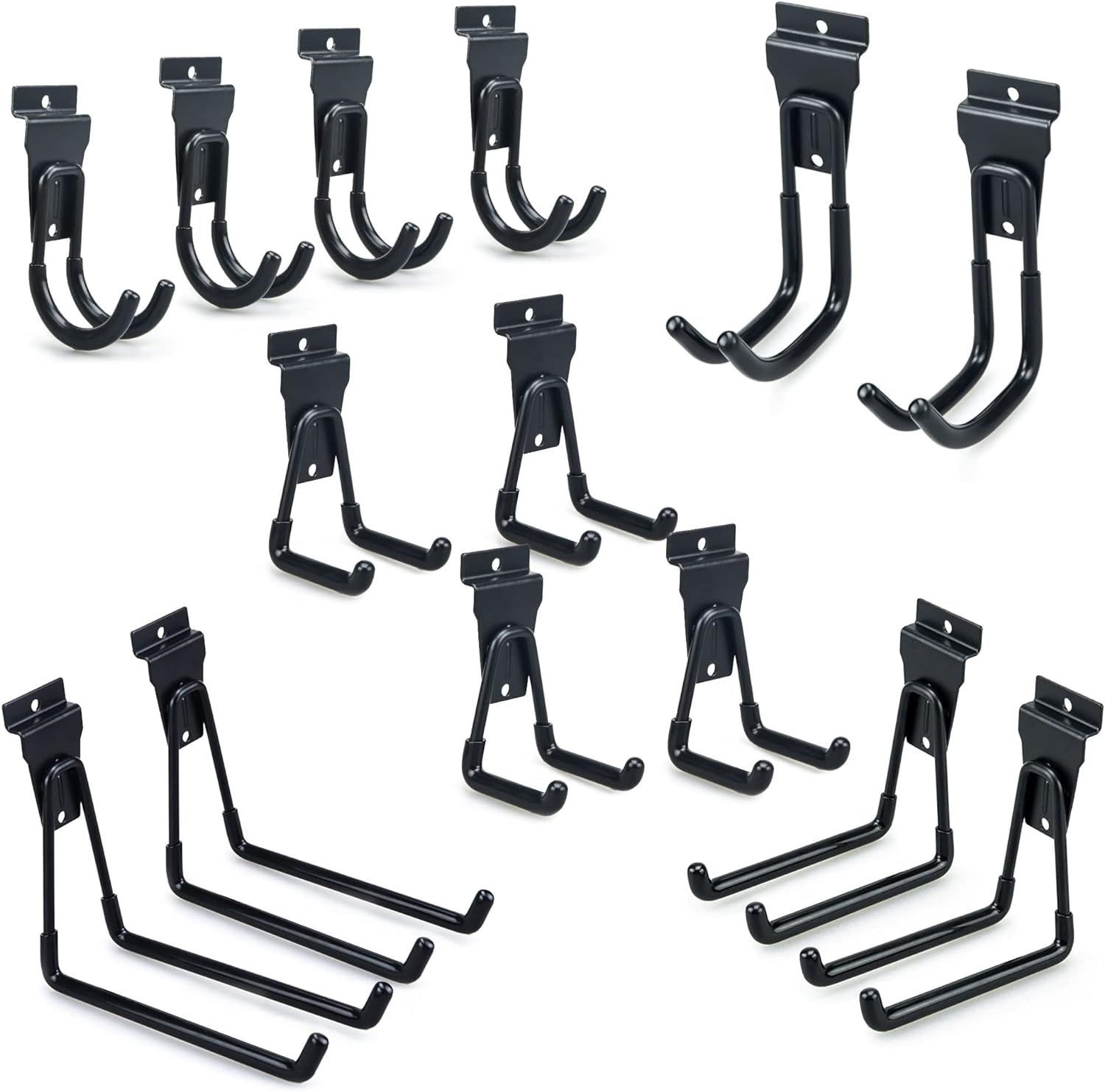 BELLO YON Slatwall Hooks, Slat Wall Accessories Multi Size Garage Hooks Black