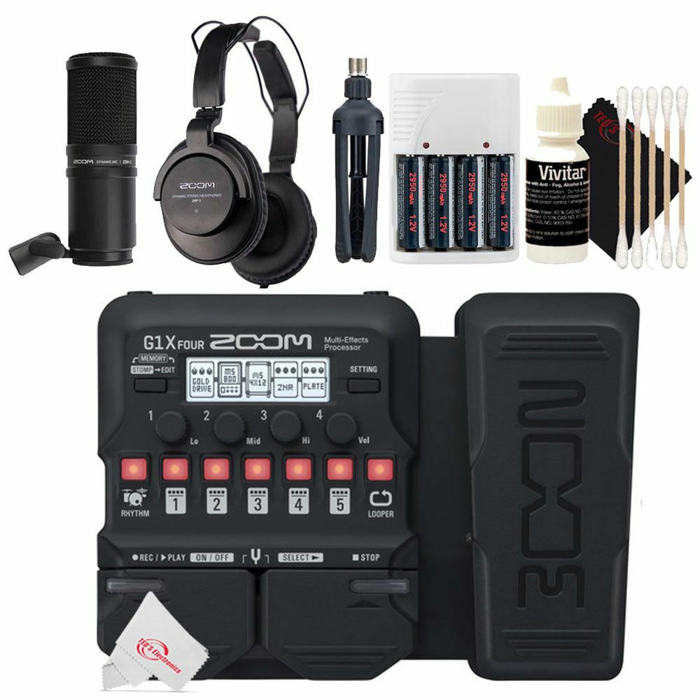 Zoom G1X Four Guitar Multi-Effects Built-In Expression Pedal + Accessory Bundle