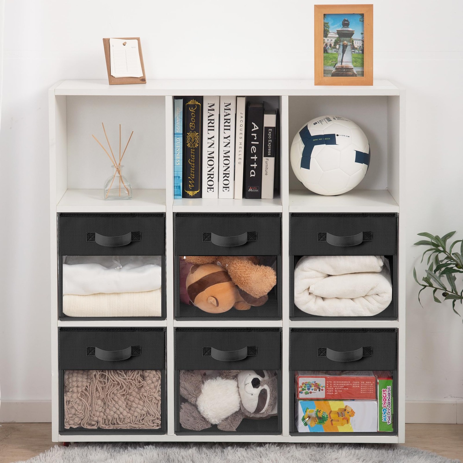 Storage Cubes, 13 Inch Cube Storage Bins With Clear Window, 6 Pack, Foldable ...