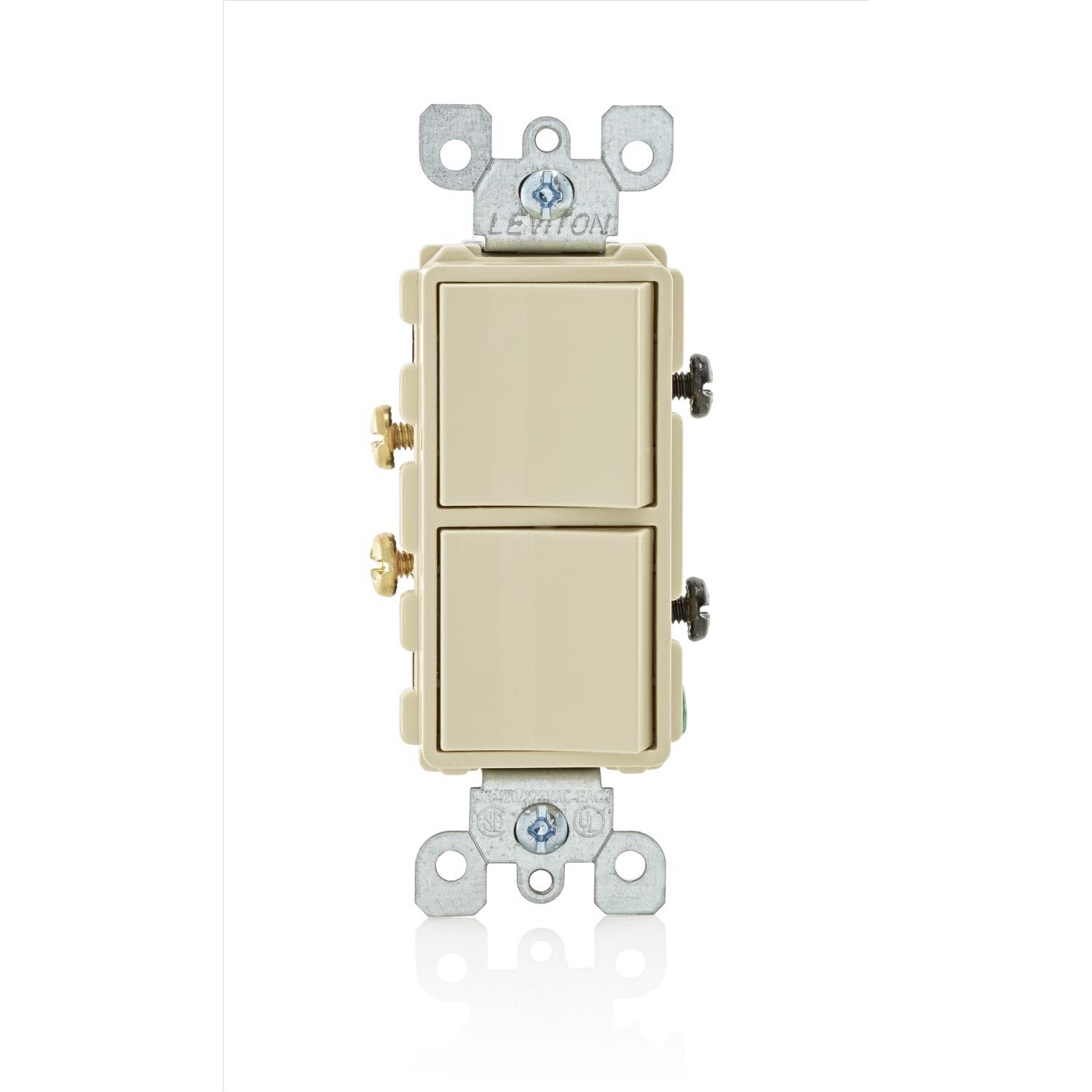 Leviton 05634-0IS Ivory 15A 277V 1-Pole AC Quiet Switch 4.2 H x 1.31 W in.