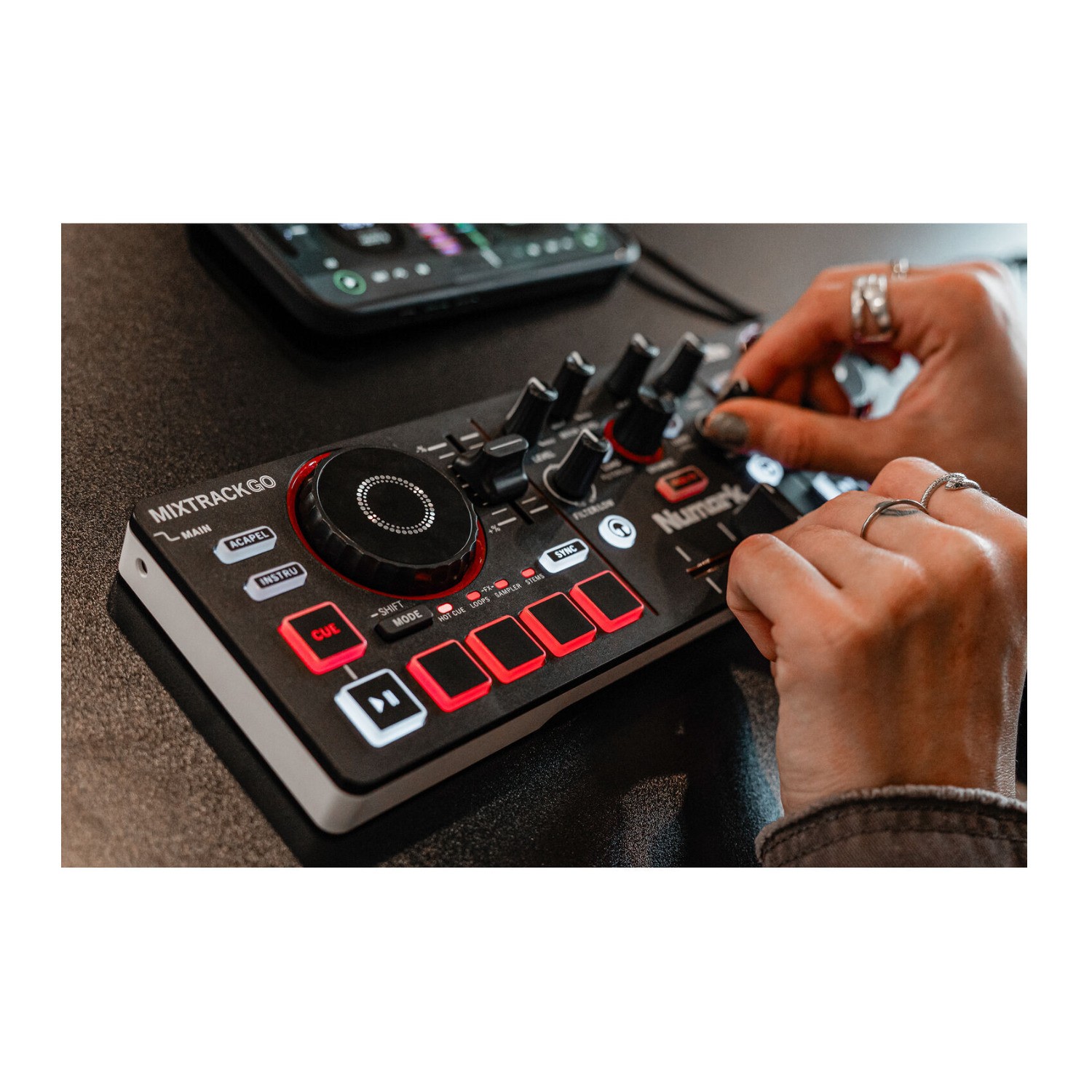 Numark MixTrack Go Ultra-Portable 2-Deck DJ Controller with Stems Control