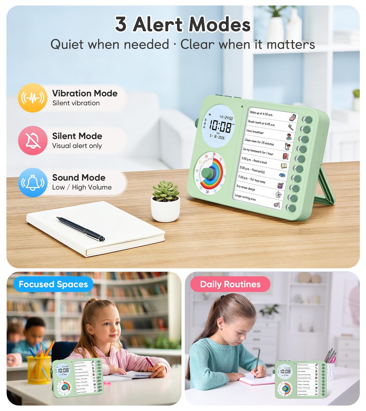 3-in-1 Visual Timer & ADHD Tool for Kids and Adults – Task Timer with Chore C...