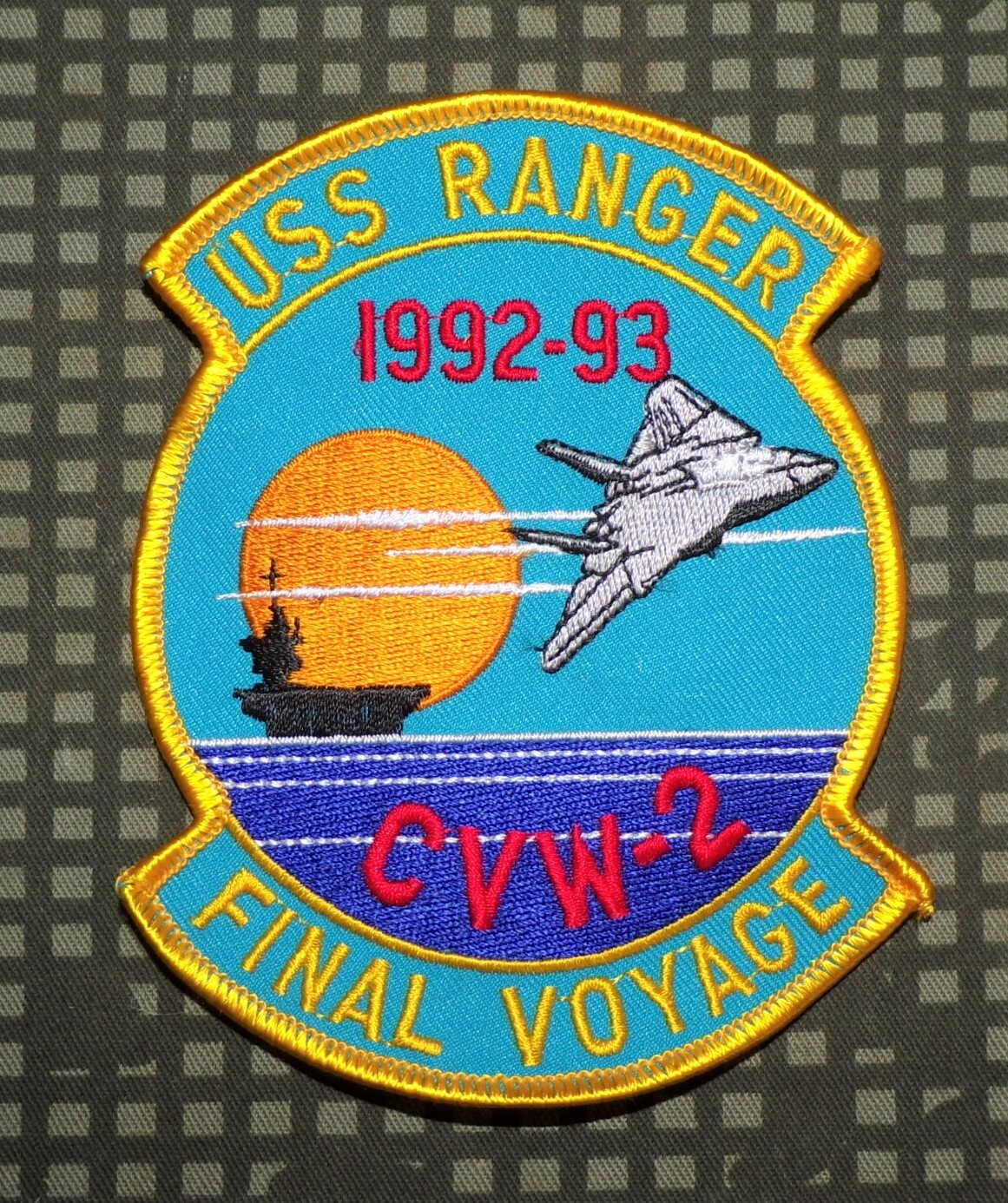 US Navy USS Ranger CVW-2 Carrier Air Wing Two Final Voyage 1992-93 Patch