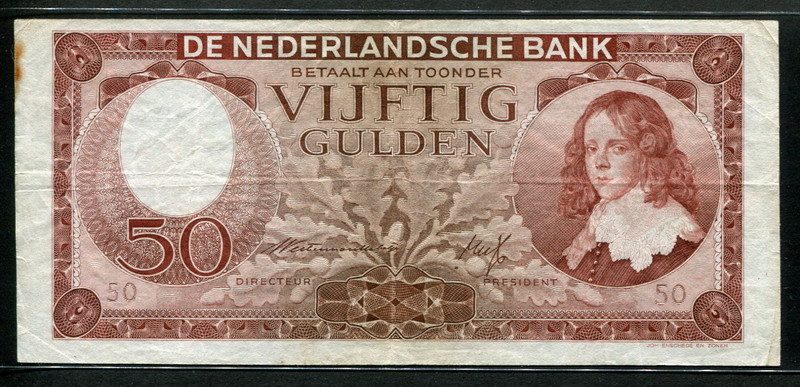 Netherlands 1945, 50 Gulden, P78, VF
