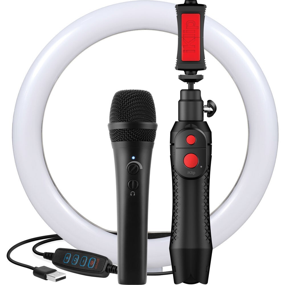 IK Multimedia iRig Video Creator Bundle Streaming Podcast Mic Light Ring Tripod
