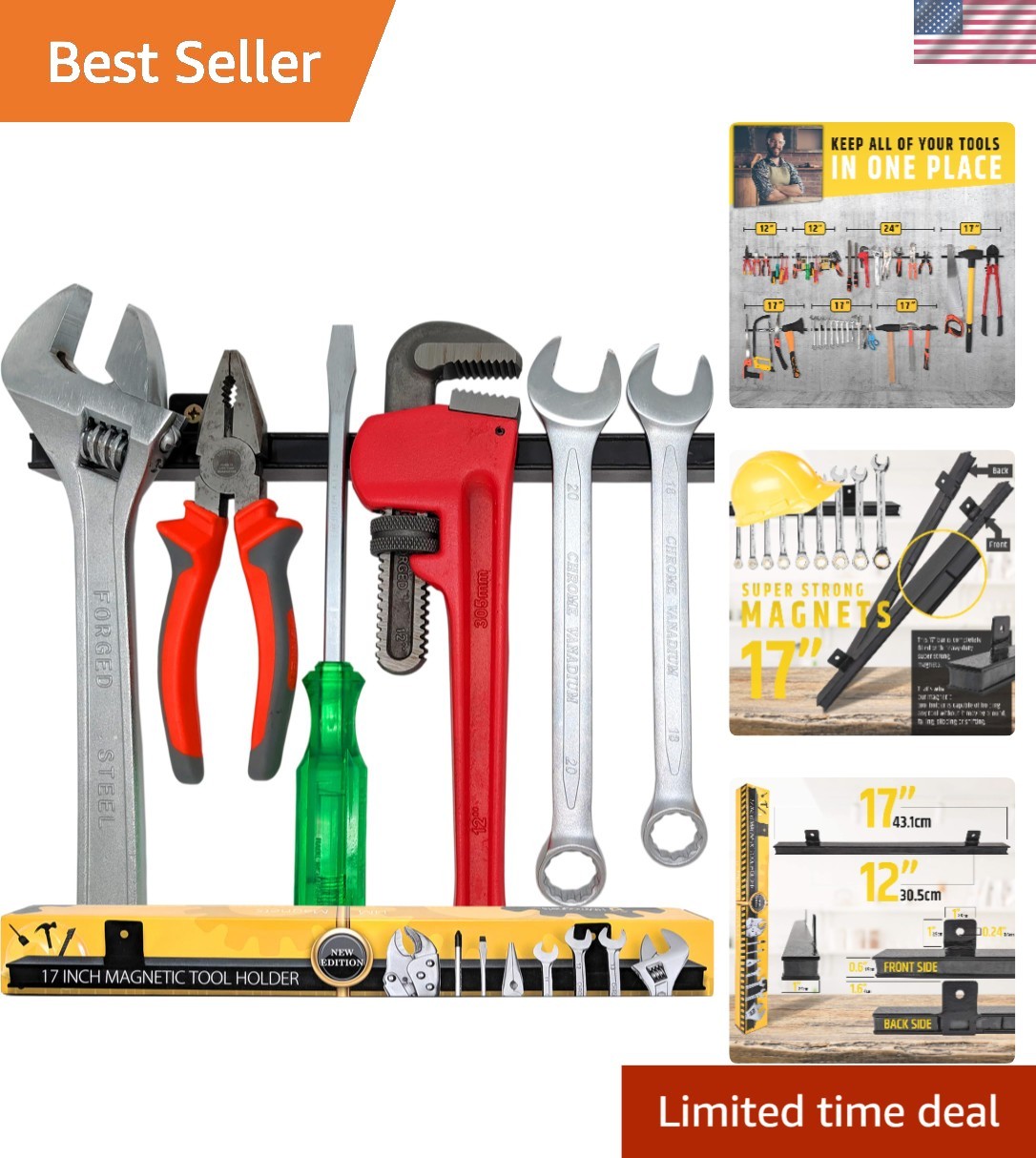 17" Heavy-Duty Magnetic Tool Holder - Ultimate Organizer for Heavy Tools