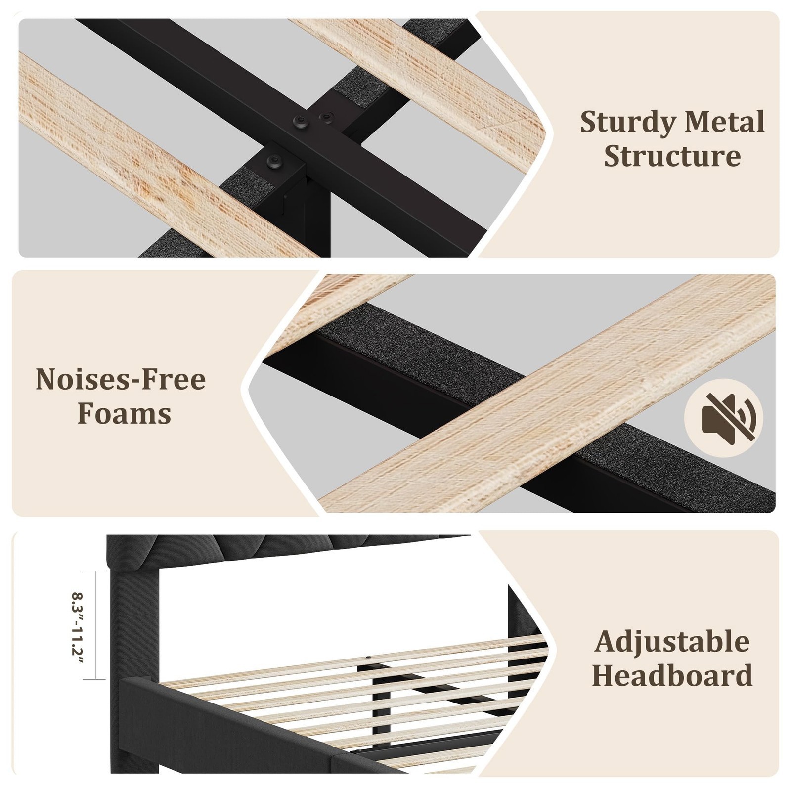 Bedroom Furniture Platform Bed Frame, Modern Bed Frame Designed With Triangular