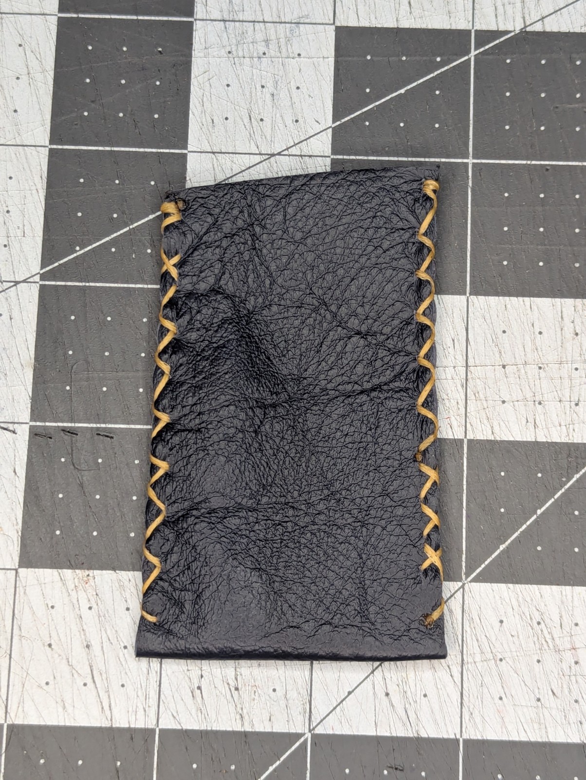 Dark Blue Small Knife Slip With Orange X Stitching