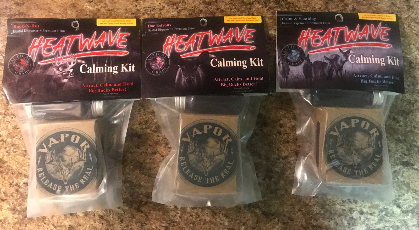 Lot of 3 Heatwave Doe Estrous Buck N Rut Deer Calm Soothing Urine Holding Kits ✅