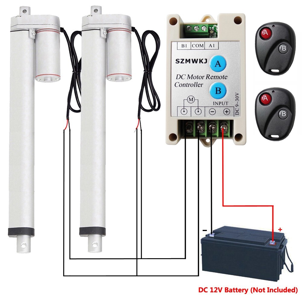 2 Linear Actuators 14" Stroke 1500N 12V DC Motor W/ Wireless Remote Bracket Set
