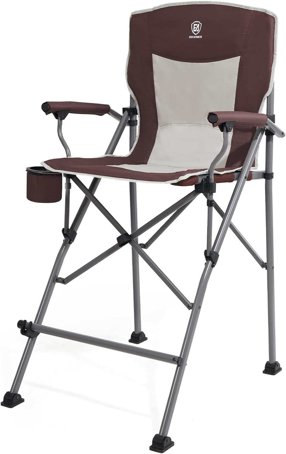 Portable Tall Folding Chair with Footrest, Supports 300 Lbs, Red