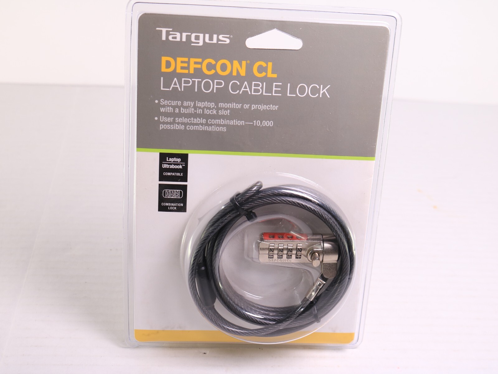 Targus DEFCON CL Laptop Computer Cable Lock - Resettable 4 Digit-Code, Galvanize
