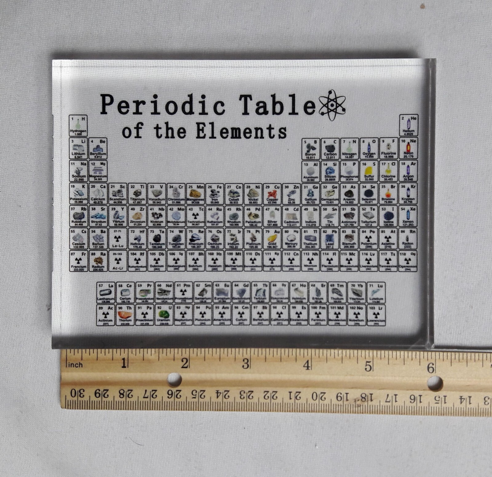 New, 4.5”x6” Crystal Acrylic Periodic Table