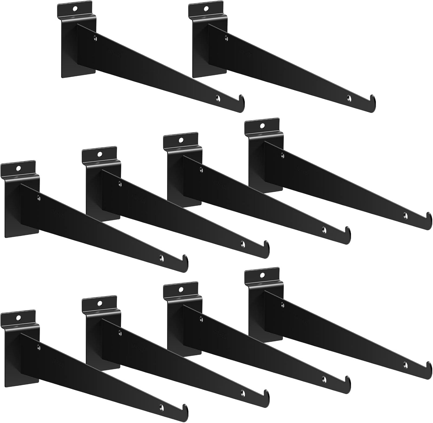 10 Pcs 12" Slatwall Shelf Bracket with Lip Heavy Duty Slat Wall Brackets Bulk Fl