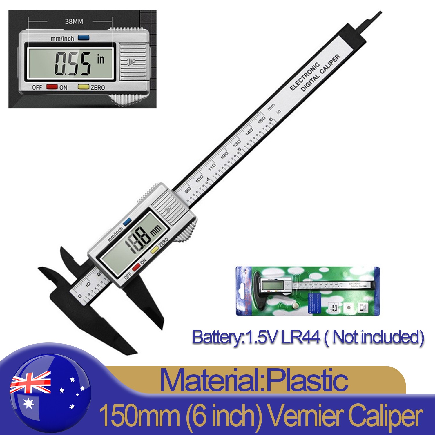 6''LCD 150mm Digital Vernier Caliper Micrometer Measure Tool Gauge Ruler Plastic