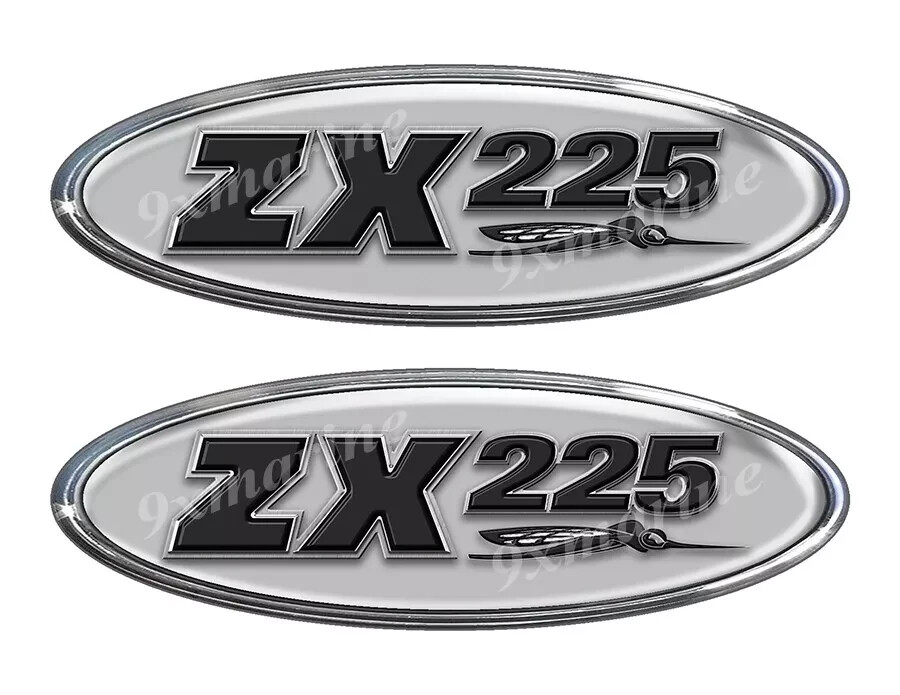 Set of 2 Skeeter ZX 225 Remastered Oval Vinyl Stickers, Faux 3D Look, 10" x 3.5"