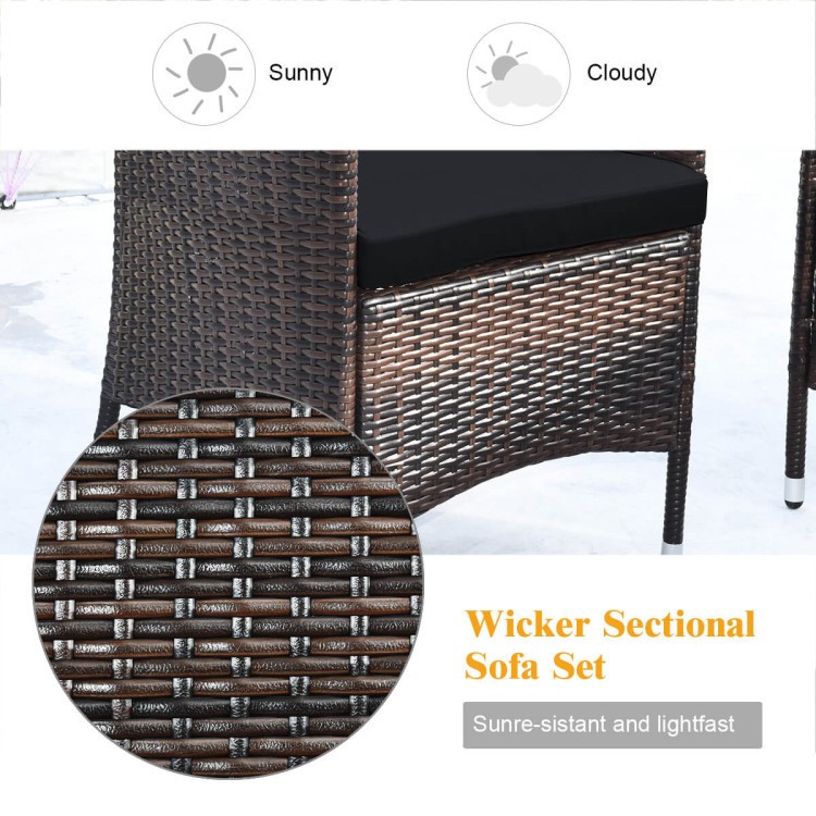4-Piece Rust-Resistant Steel+Rattan Outdoor Sofa Set & Rectangle Glass Table