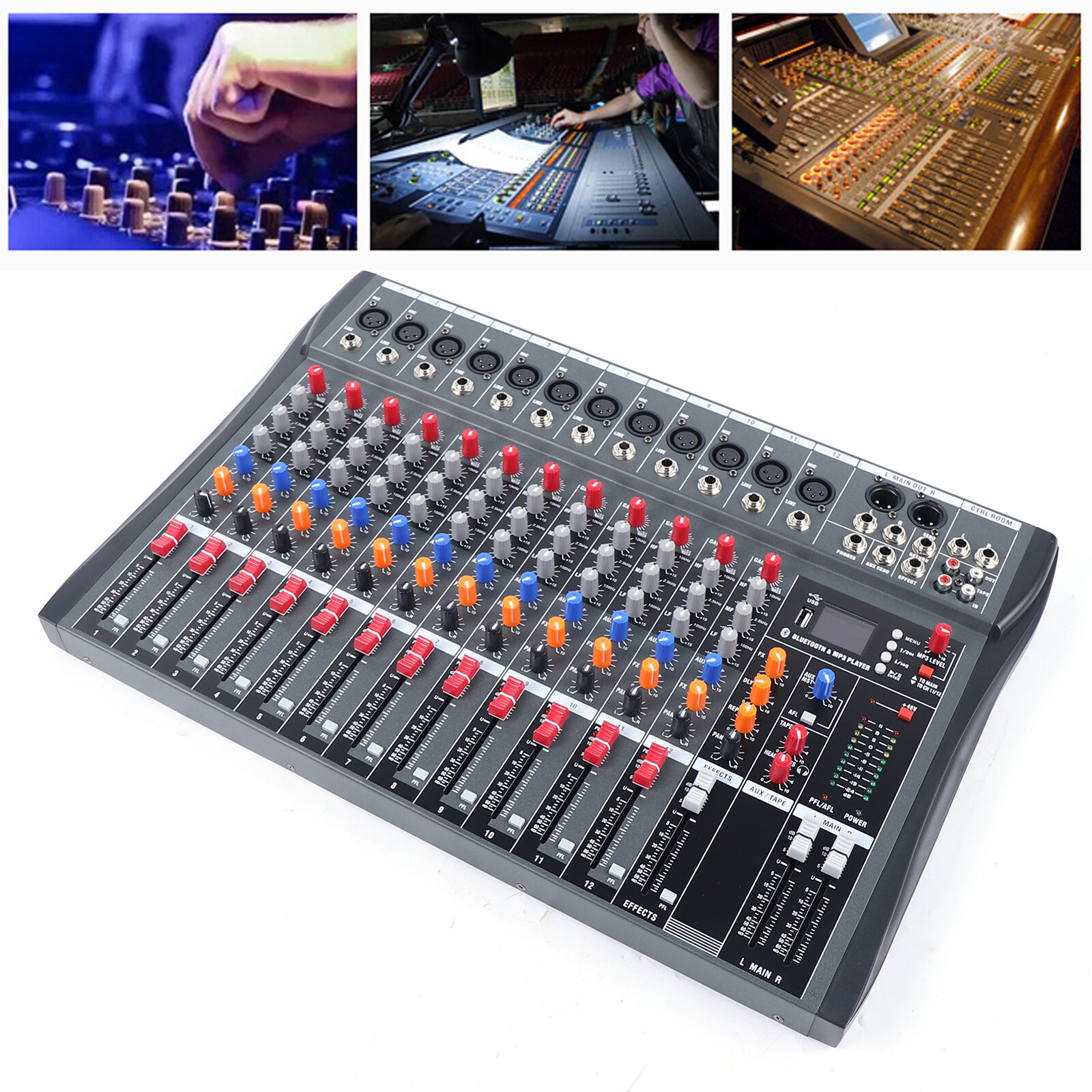 Professional 12 Channels Live Studio Audio Mixer Mixing Console USB Sound Board