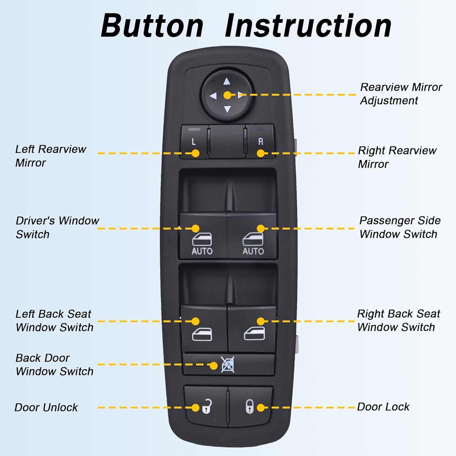 Driver Side Master Power Window Switch - 8Pins + 3Pins - Compatible with 2012-20