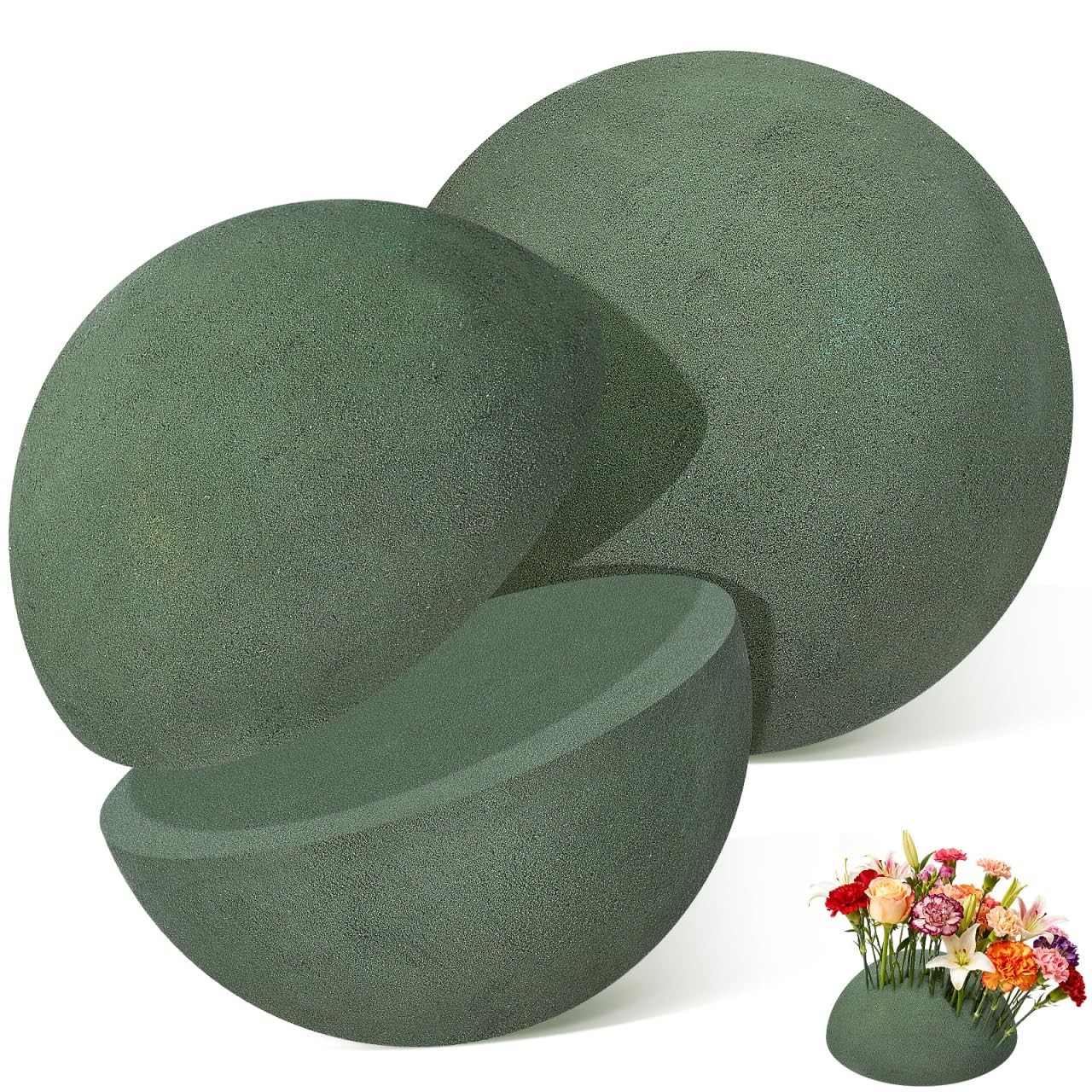 2 PCS Round Floral Foam Spheres 4.7 Inch HighDensity Green Wet Dry Florist