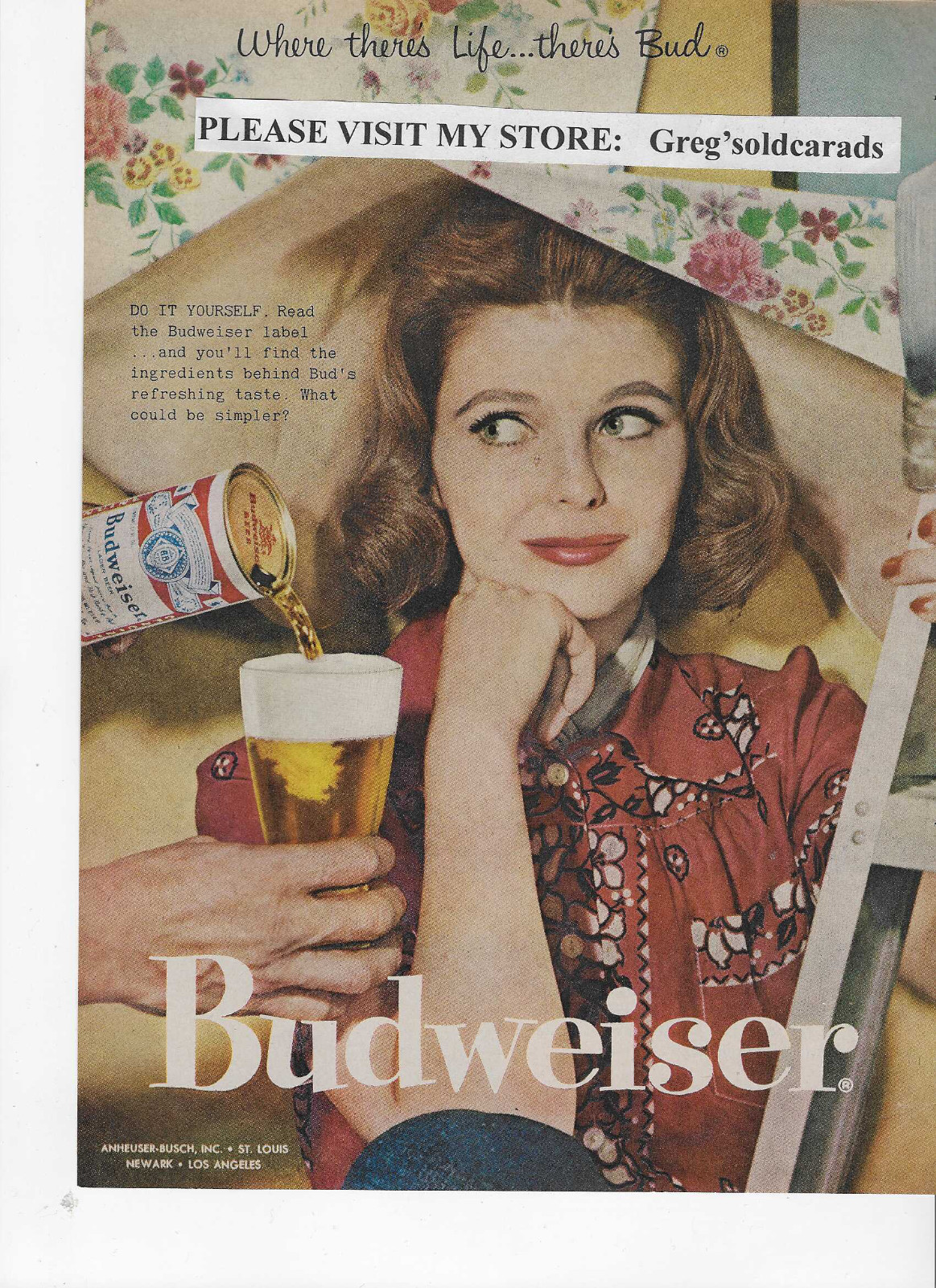 Original 1958 Budweiser Beer vintage print ad