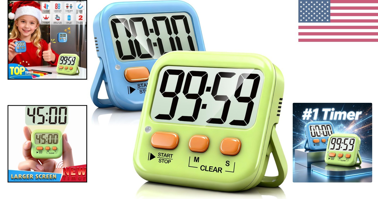Reliable 2 Pack Digital Timers with Memory & Easy Controls for Timely Cooking