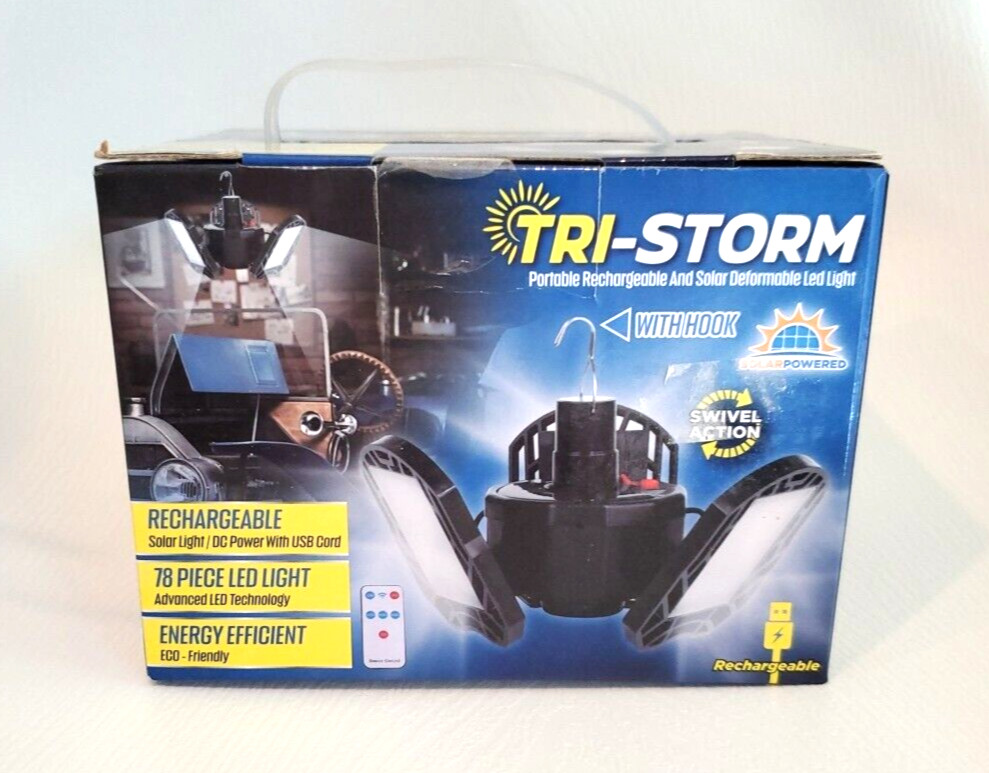 NIB Tri-Storm Portable Rechargeable and Solar Deformable LED Hanging Light