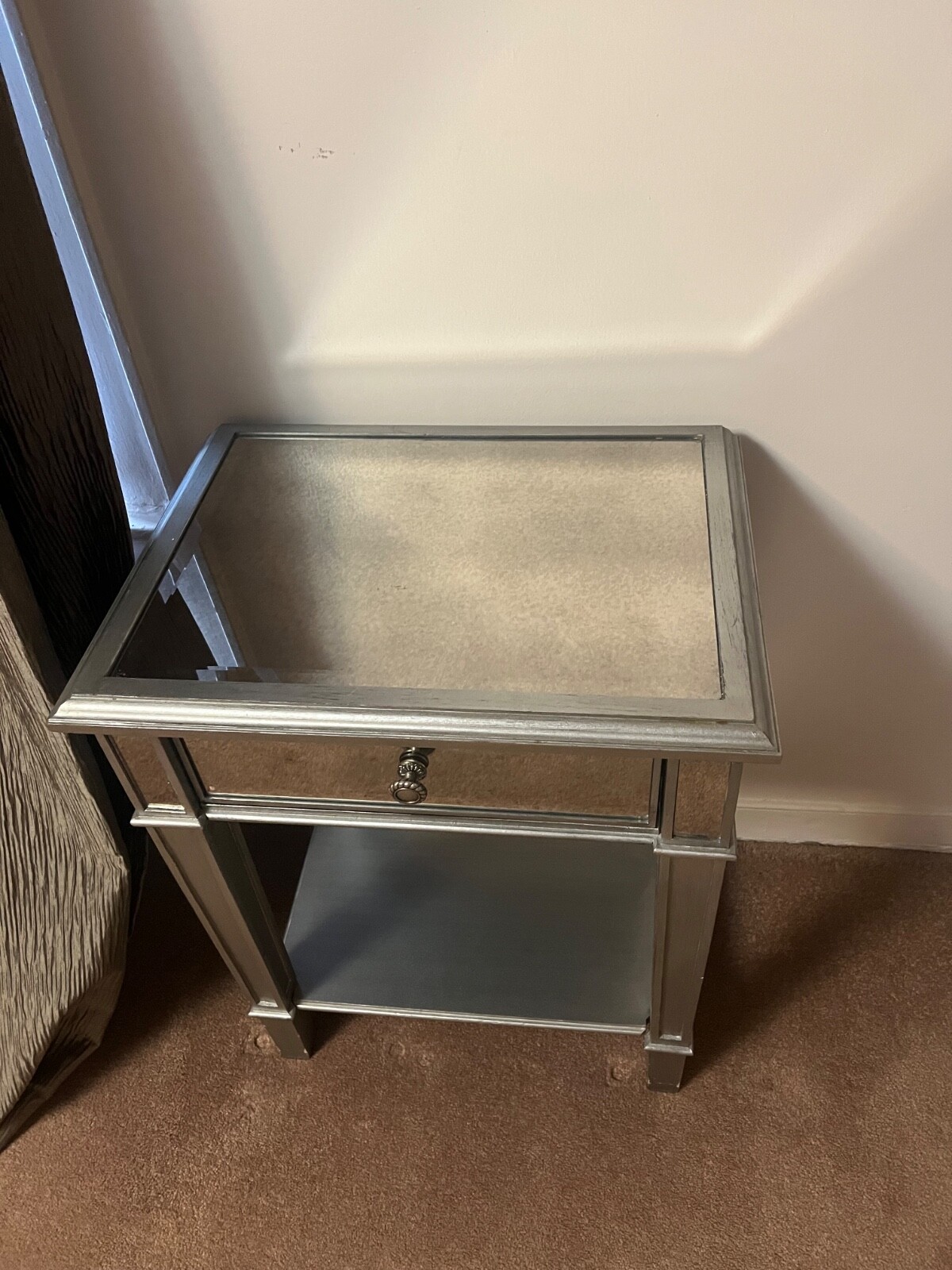 Glass night stand bedside table with drawer