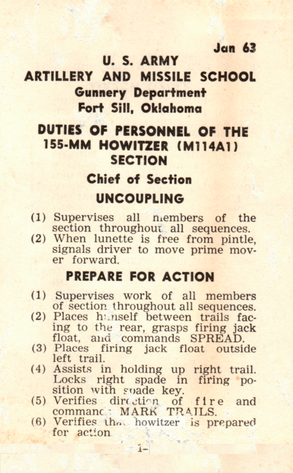 32 Page 1963 DUTIES PERSONNEL 155-MM HOWITZER M114A1 SECTION Manual on Data CD