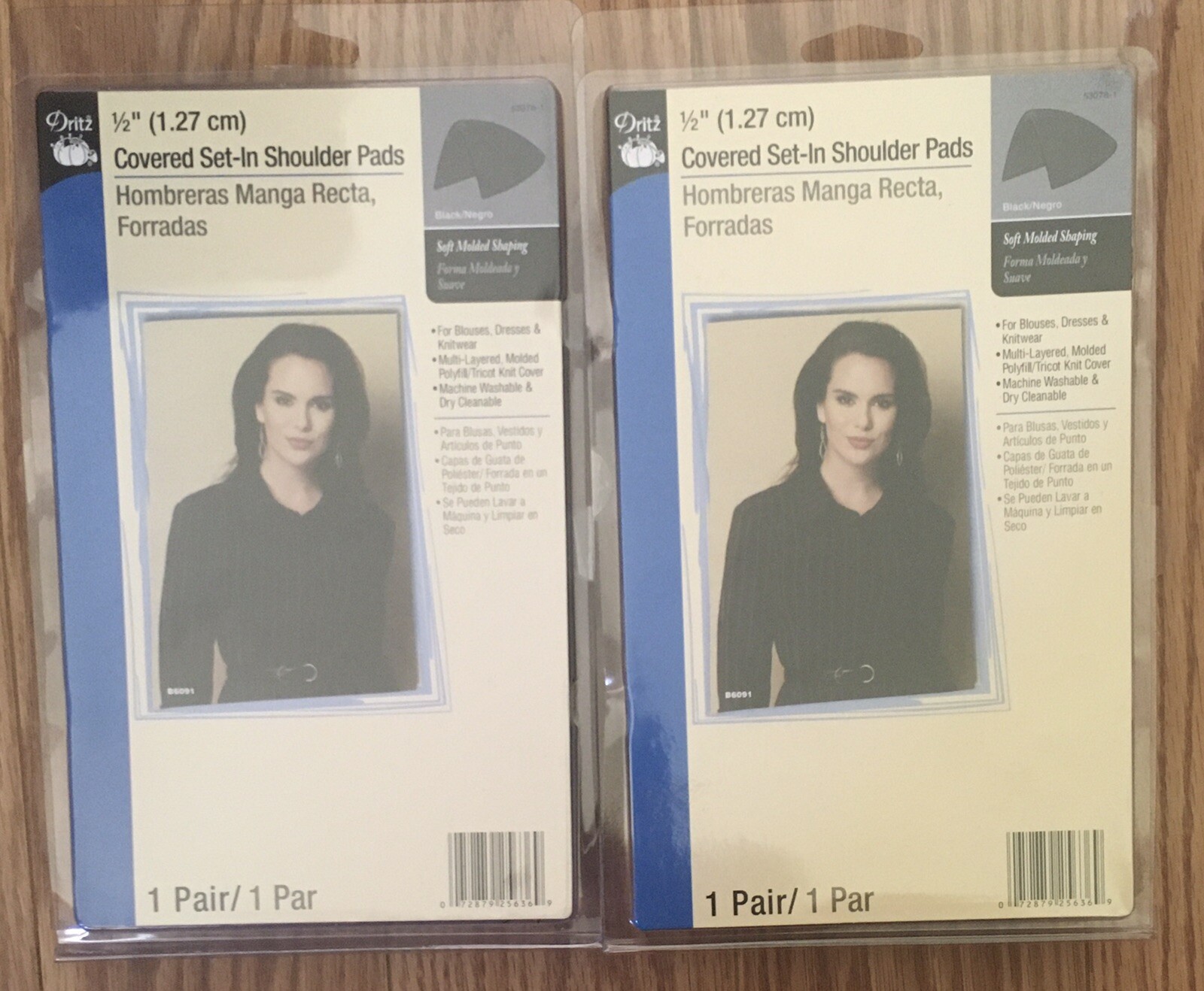 Dritz 53078-1 New 1/2" Covered Set-In Shoulder Pads Black 2 Pair