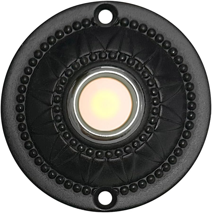 Wired Iron Classic LED Lighted Doorbell Push Button Switch 2.3" For Chime (Black