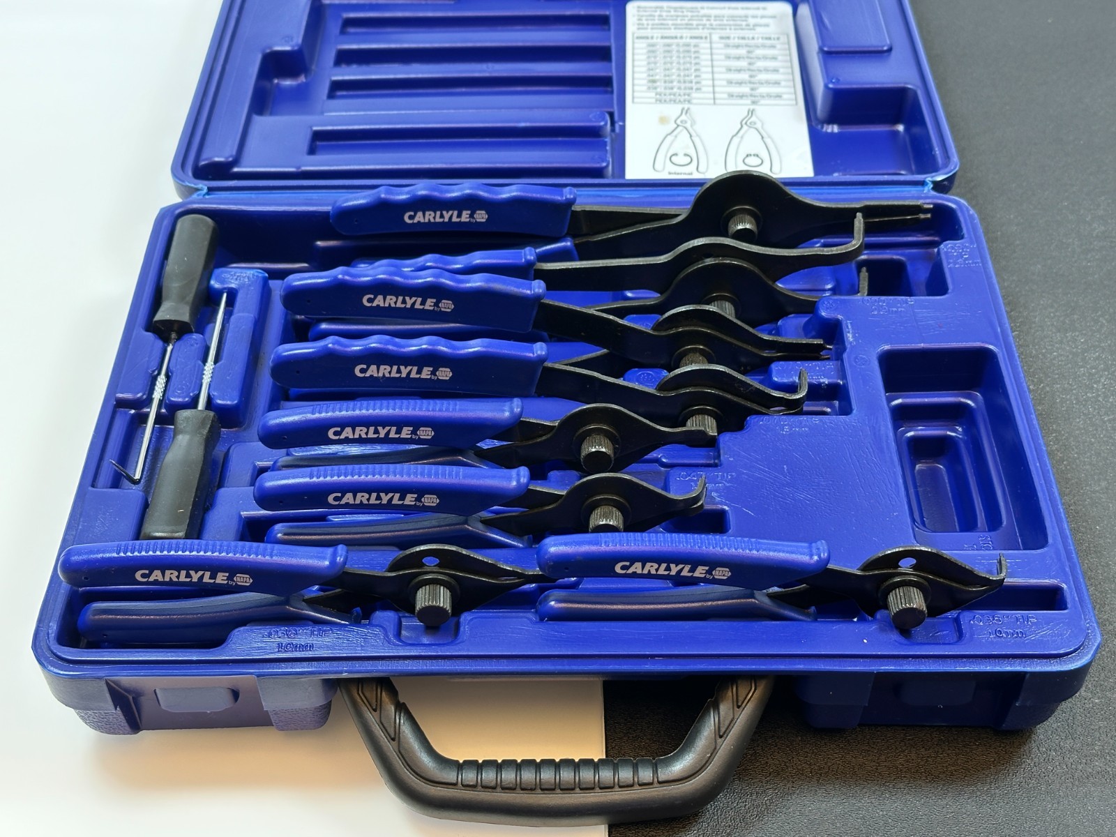 NEW NAPA Carlyle Tools 4512X 10pc Snap Ring Pliers Set, Picks Classic Blue Grip