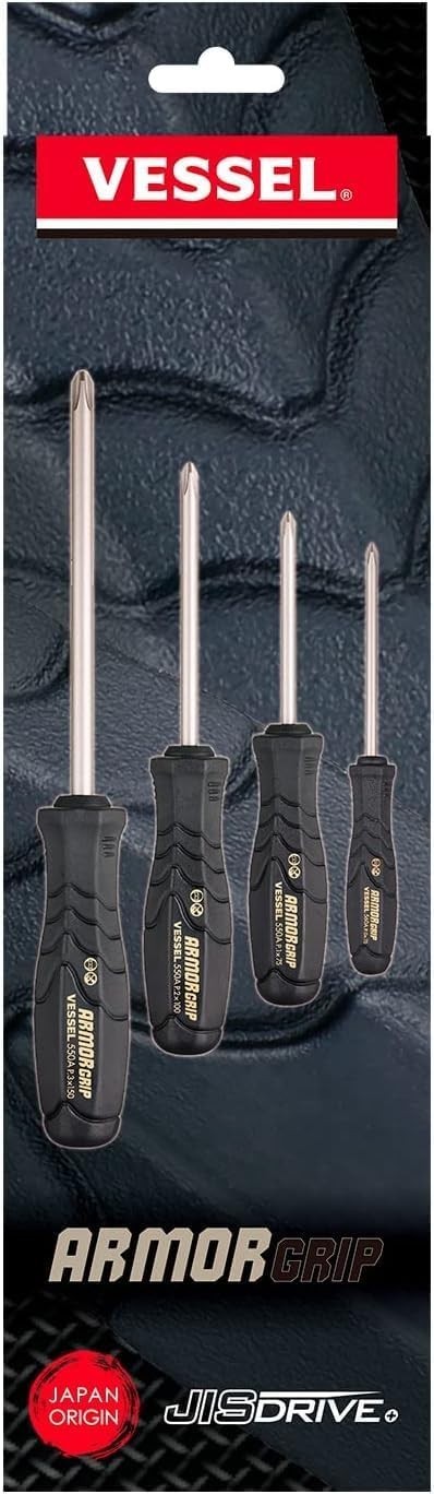 ARMOR GRIP™ Screwdriver Cross Point 4PC. Set (JISDRIVE) No.550APH4PBU