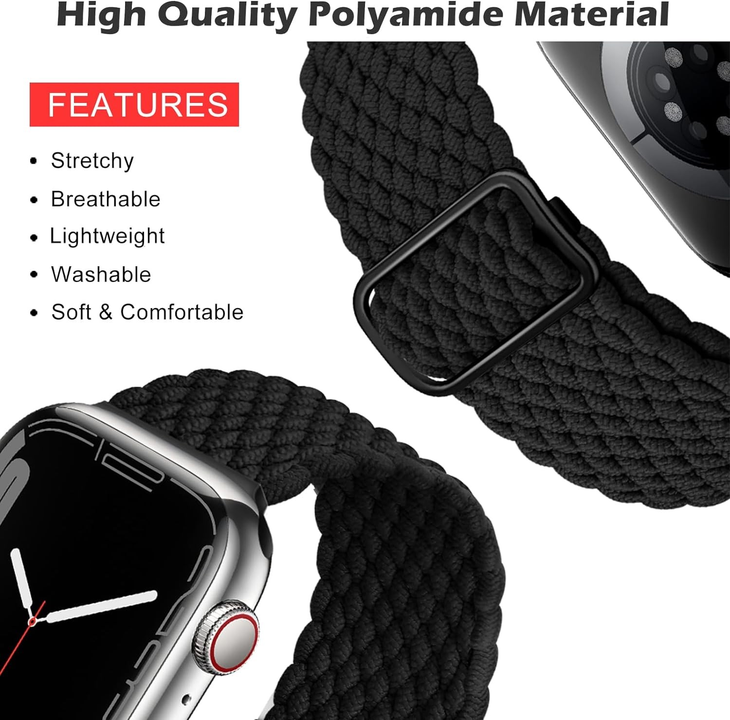 Stretchy Solo Loop Strap Compatible with Apple Watch 49mm 44mm Sport Breathable