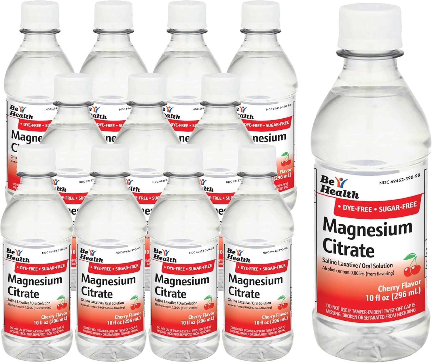 Be Health Magnesium Citrate Cherry Flavor Saline Laxative 10 Oz CASE OF 12