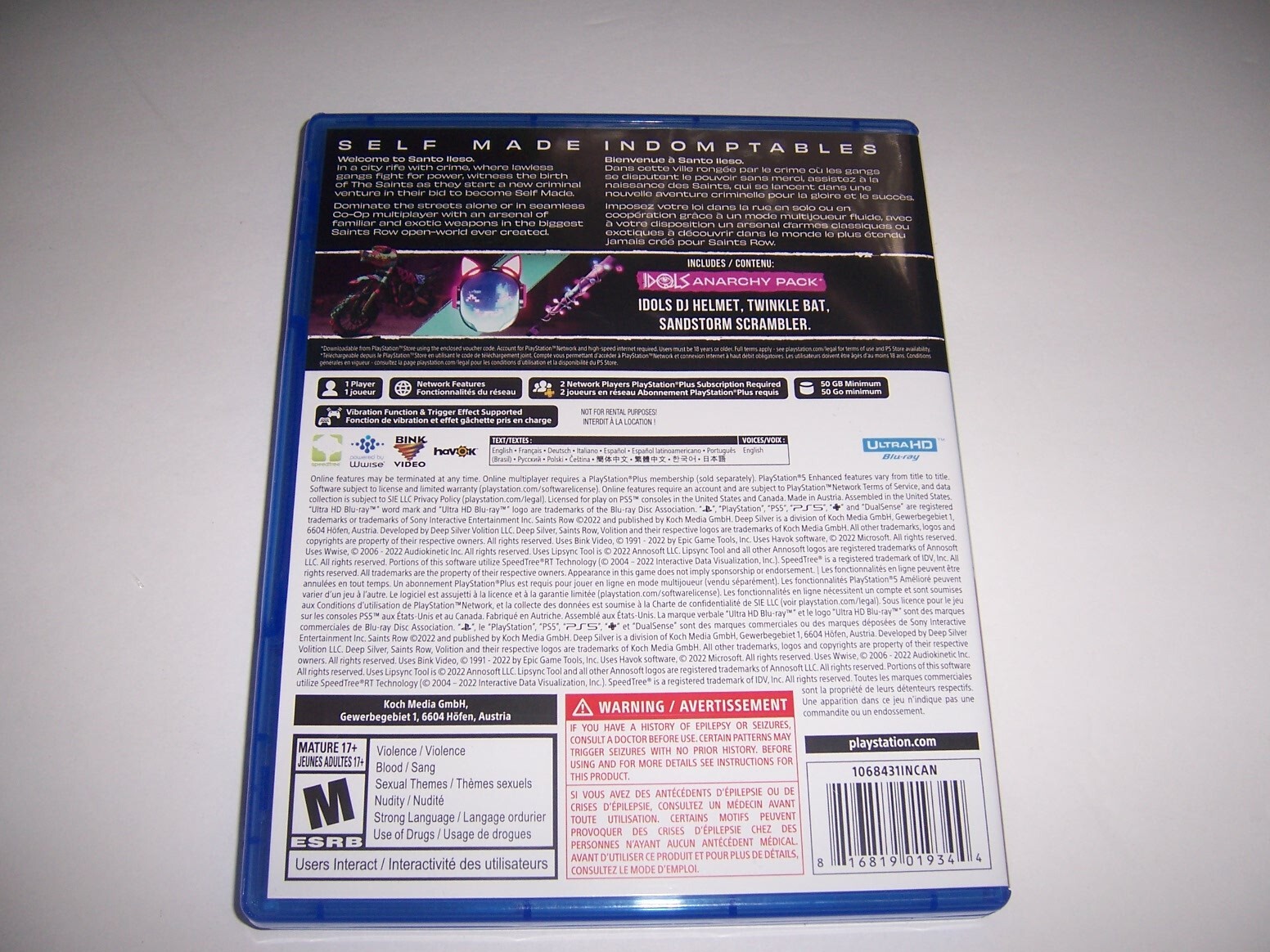Authentic Box Case Replacement Sony PlayStation 5 PS5 for Saints Row