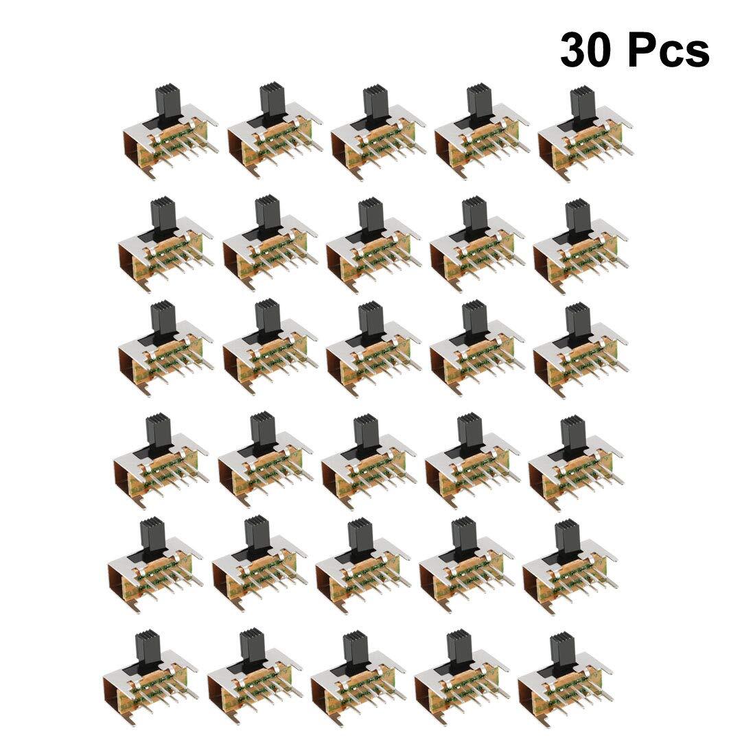 30pc 6mm Horizontal Slide Toggle Switch DP3T 2P3T 8 Terminals PCB Panel Latching