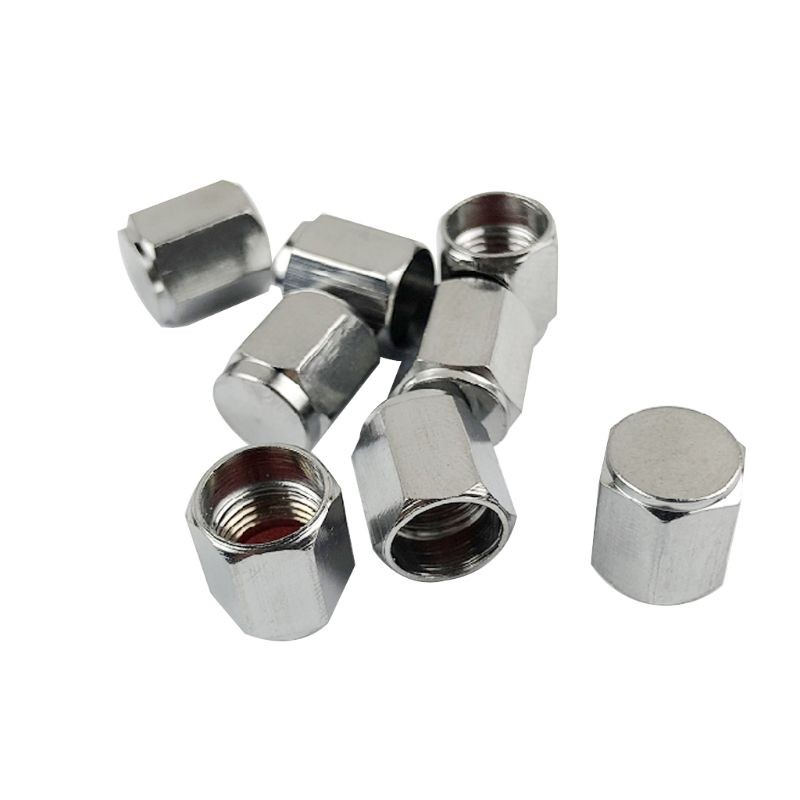 Brass (8 Pack) Tire for Valve Caps Silver Aluminum Hexagonal Cap