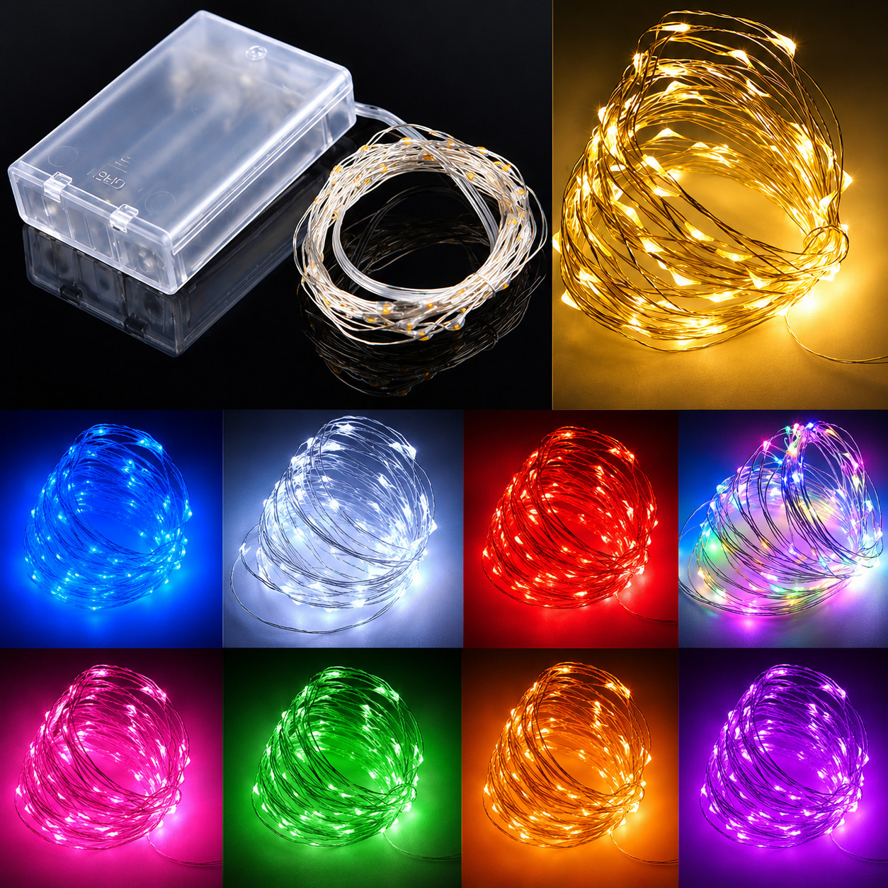 20/50/100 Battery Operated Copper Wire LED Fairy String Lights Christmas Wedding