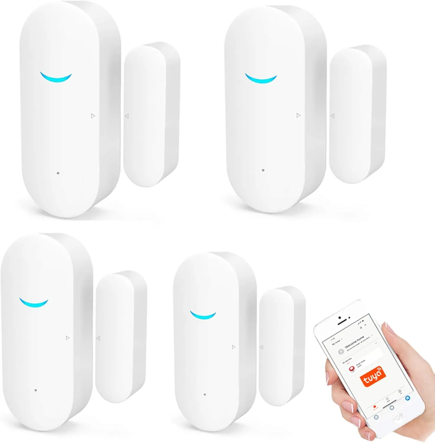 2 Pack Wireless WiFi Door Window Sensor Alarm For Home Security Smart Contact...