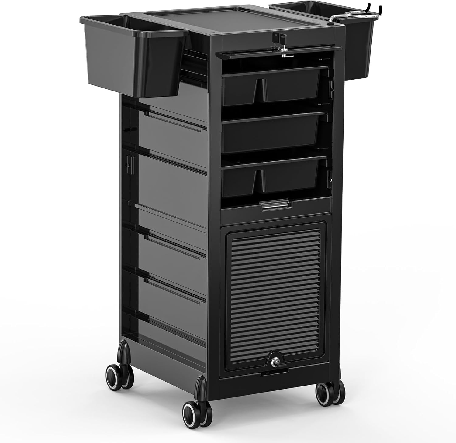 Professional Barber Cart Locking Storage with Drawers, Holder for Hair Dryer New