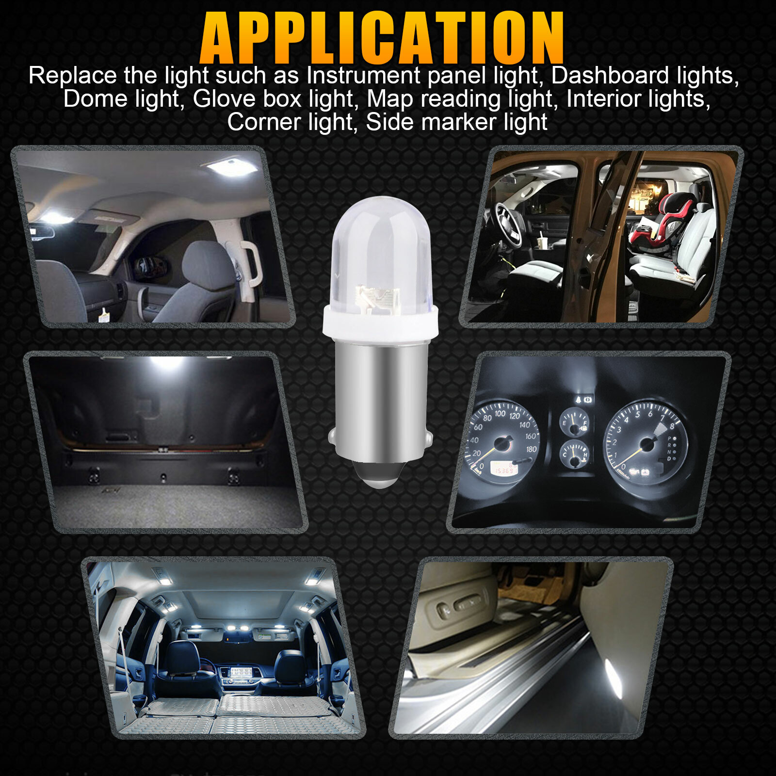 20PCS BA9S LED Interior Dome Instrument Panel Dash Gauge Light Bulbs 6000K White