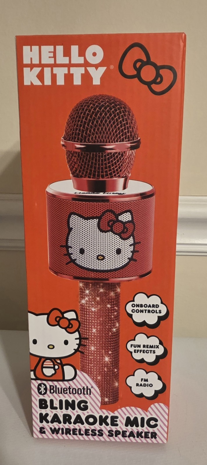 Hello Kitty Bling Karaoke Mic & Wireless Speaker Bluetooth FM Rechargeable Red