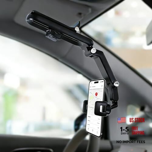 Sun Visor Phone Holder, 360° Rotatable and Extendable Car Phone Holder, Grey