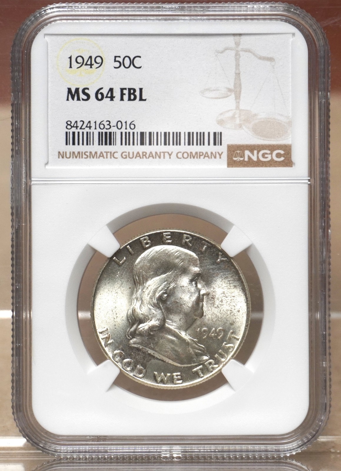 1949 FRANKLIN HALF DOLLAR NGC MS64 FBL 163016