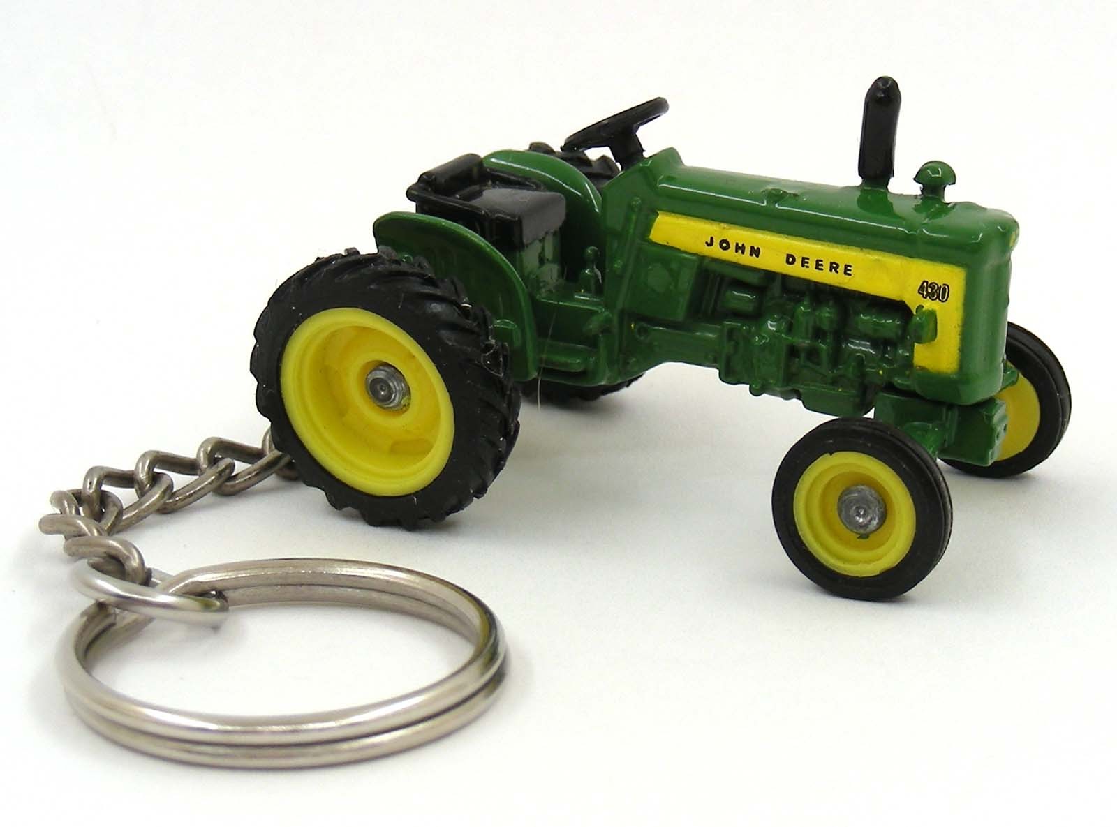 John Deere Model 430U Utility Wide Front Tractor Green and Yellow Keychain