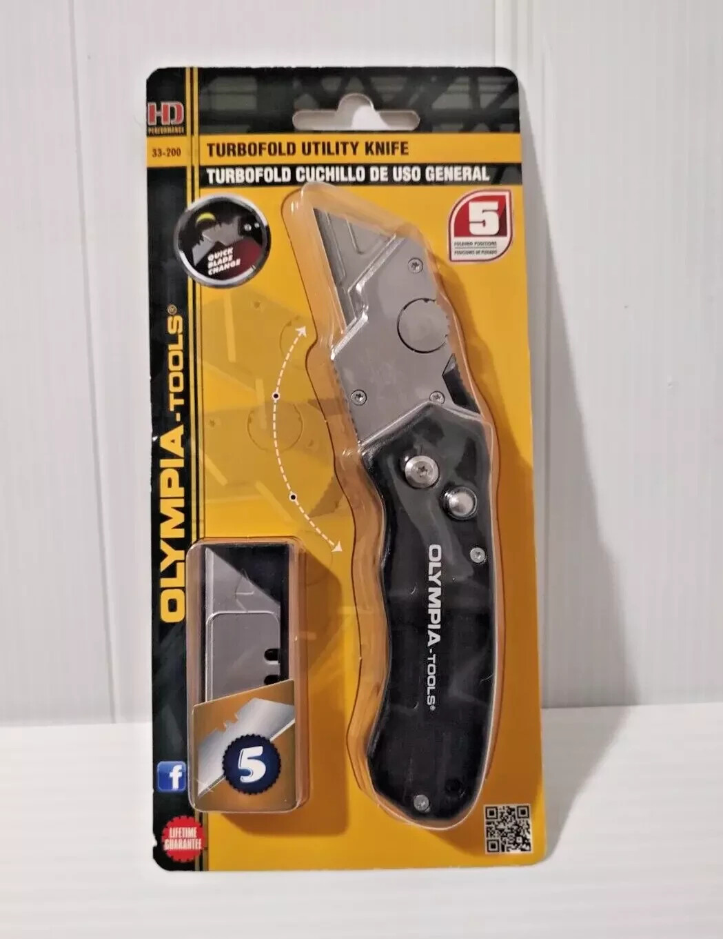 Olympia Tools Turbofold Utility, Work, Razor Knife, 33-200 With 5 Extra Blade